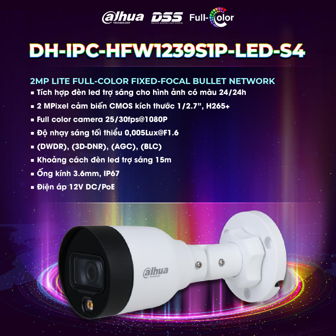 Camera DH-IPC-HFW1239S1P-LED-S4