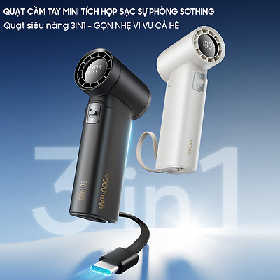Quạt mini cầm tay đa năng tích hợp sạc dự phòng - Engine Power Hàng chính hãng | Bảo hành 12 tháng