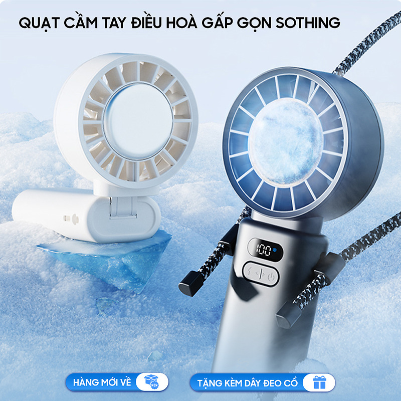 Quạt cầm tay điều hòa gấp gọn Ice Z | Trắng - Xám | Hàng chính hãng | Bảo hành 12 tháng